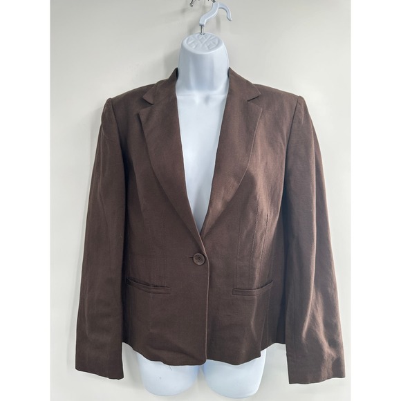 Jones New York Suit Women Brown Linen Blend Blazer Size 8‎ - Picture 11 of 12